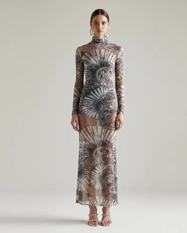 Gear Long Dress - Black/White sold by JW PEI