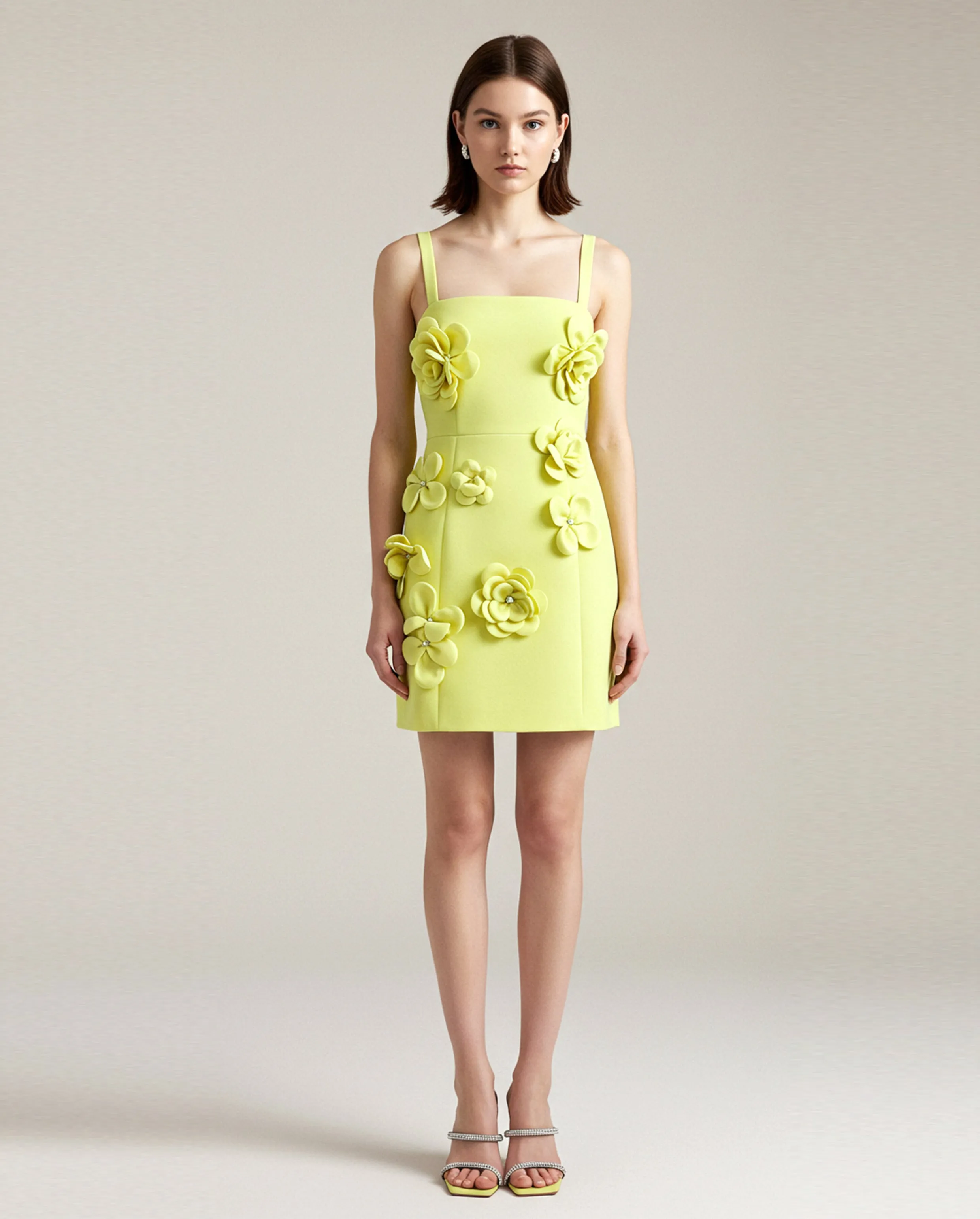 Dress with Flower Appliqués - Yellow sold by JW PEI