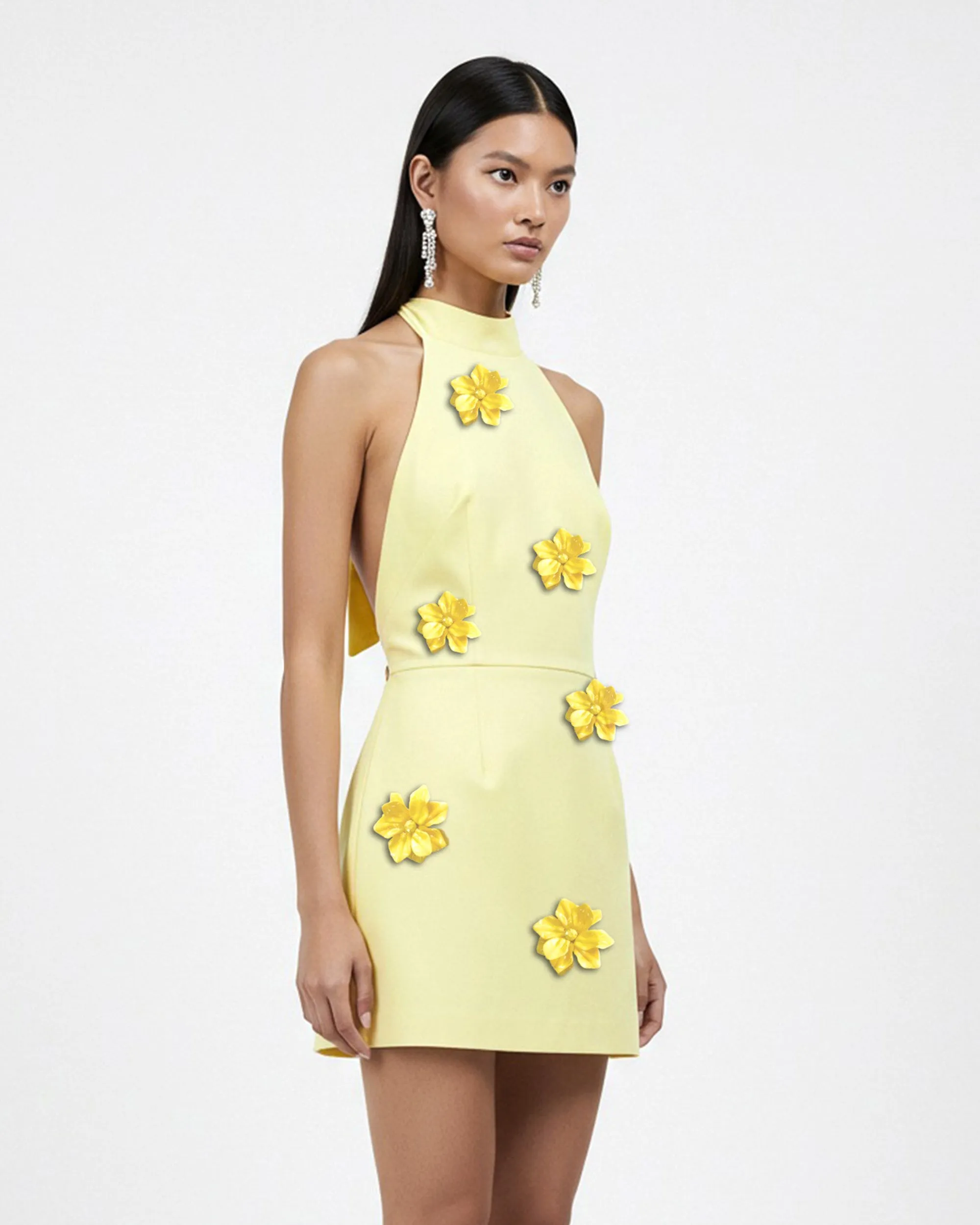 Dress with Flower Appliqués - Yellow sold by JW PEI