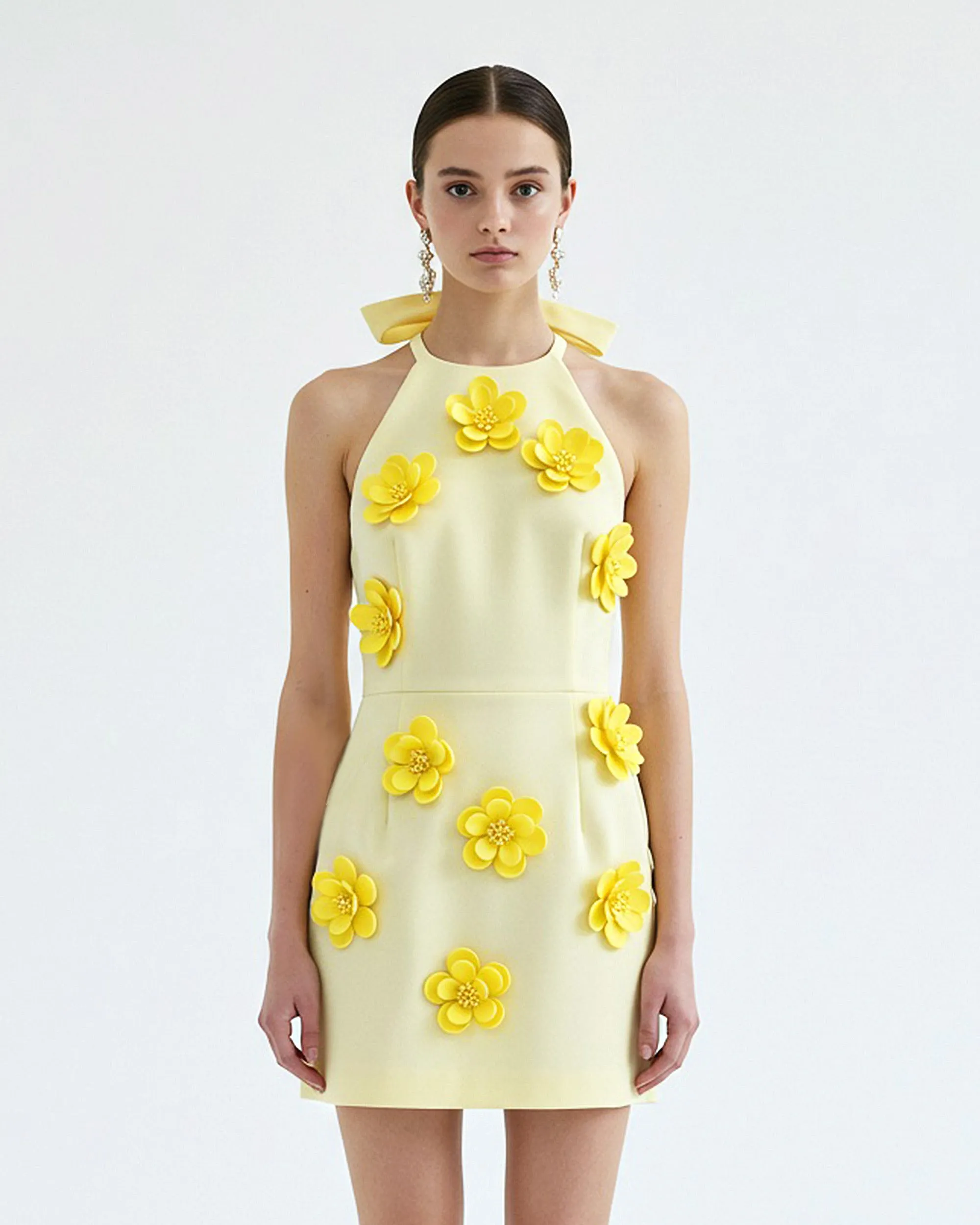 Dress with Flower Appliqués - Yellow sold by JW PEI