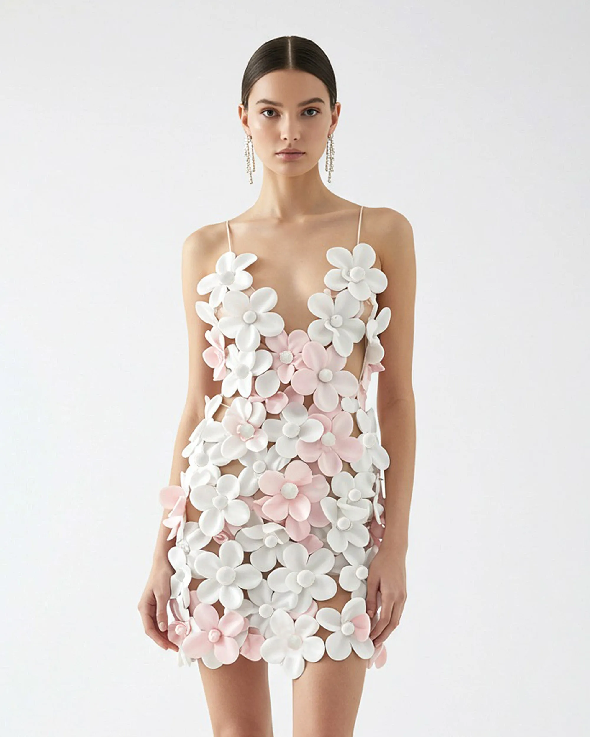 Multi Flower Dress - White/Pink sold by JW PEI