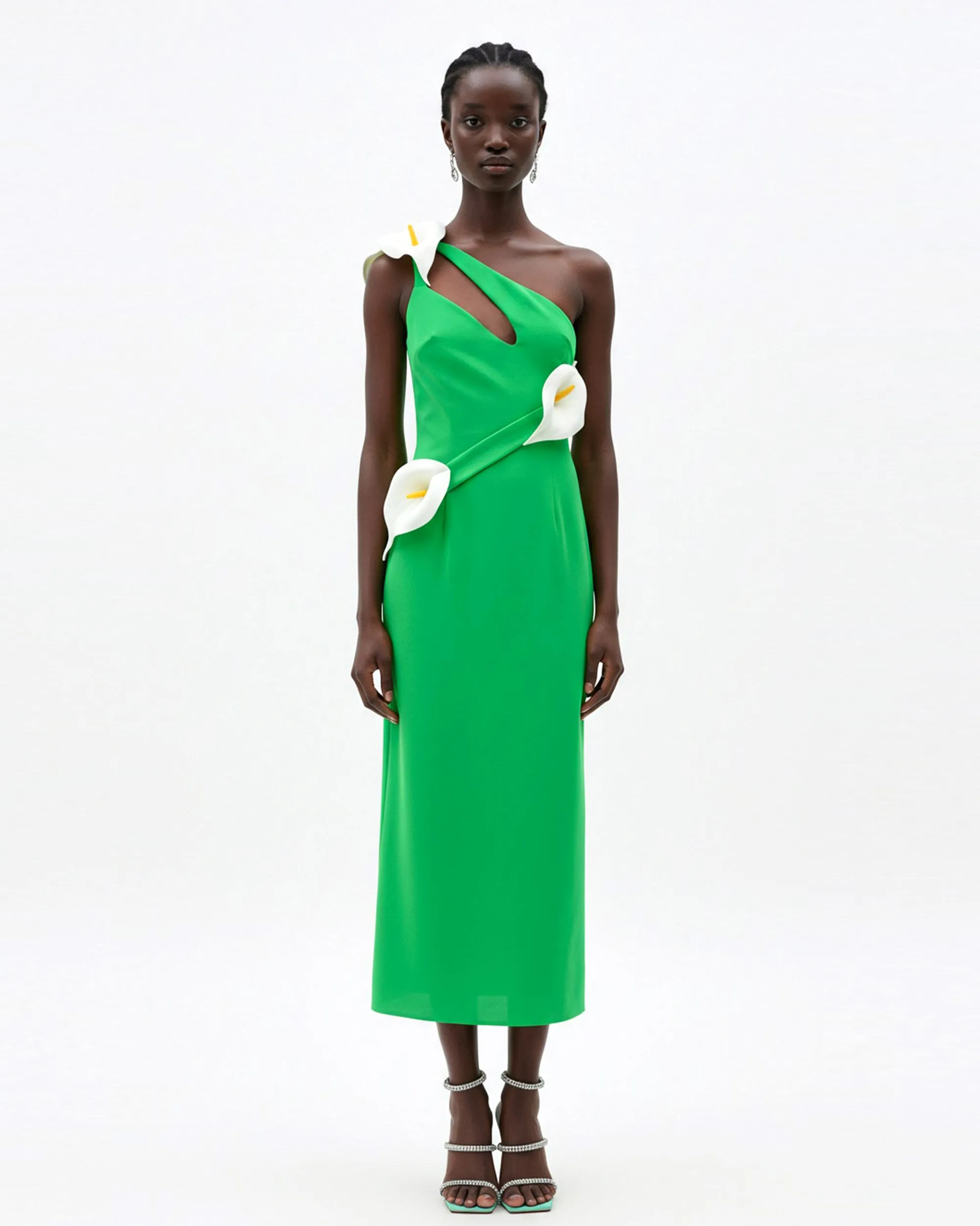 Asymmetrical Dress with Calla Lilies - Green sold by JW PEI