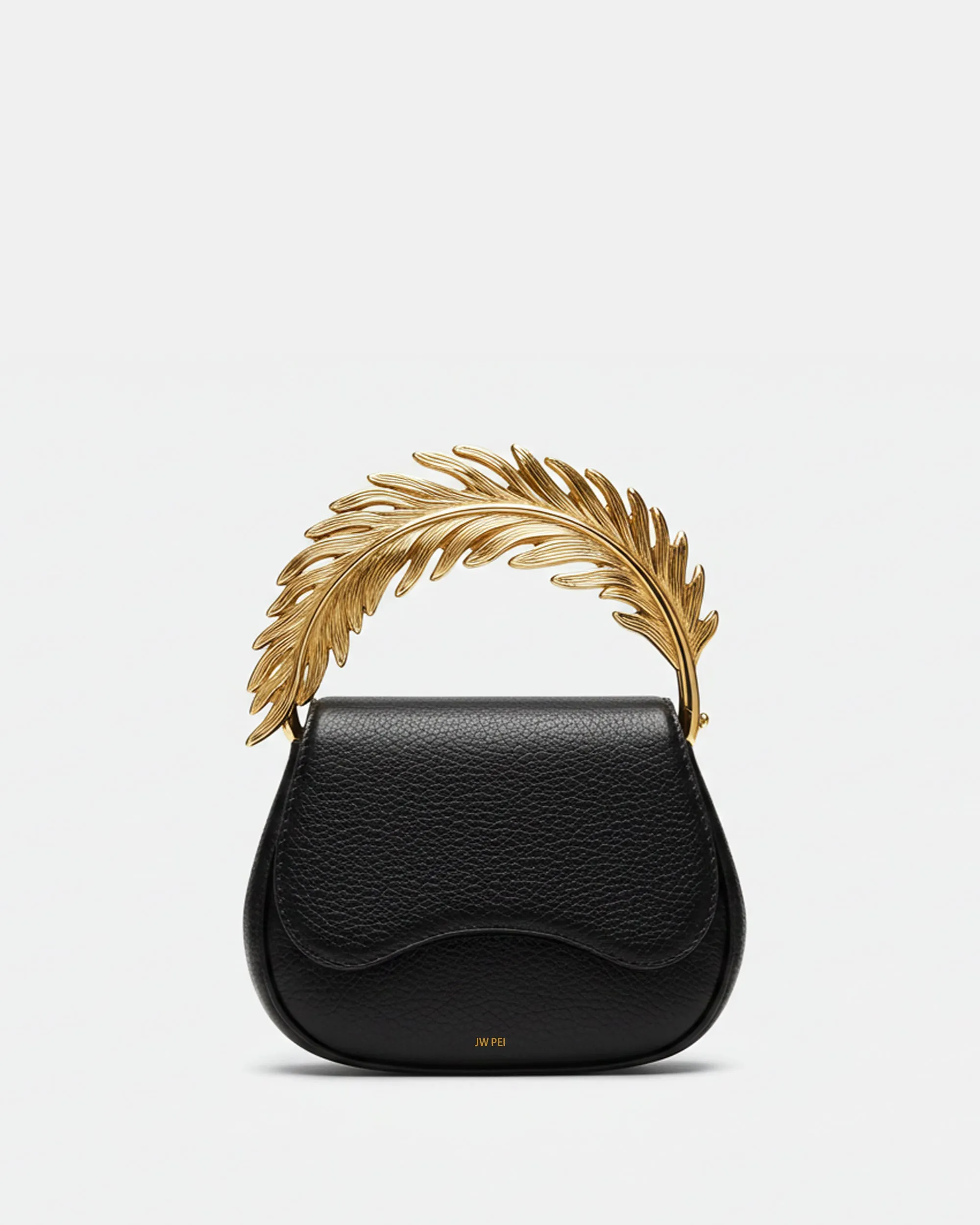 Golden Feather Top Handle Bag - Black sold by JW PEI