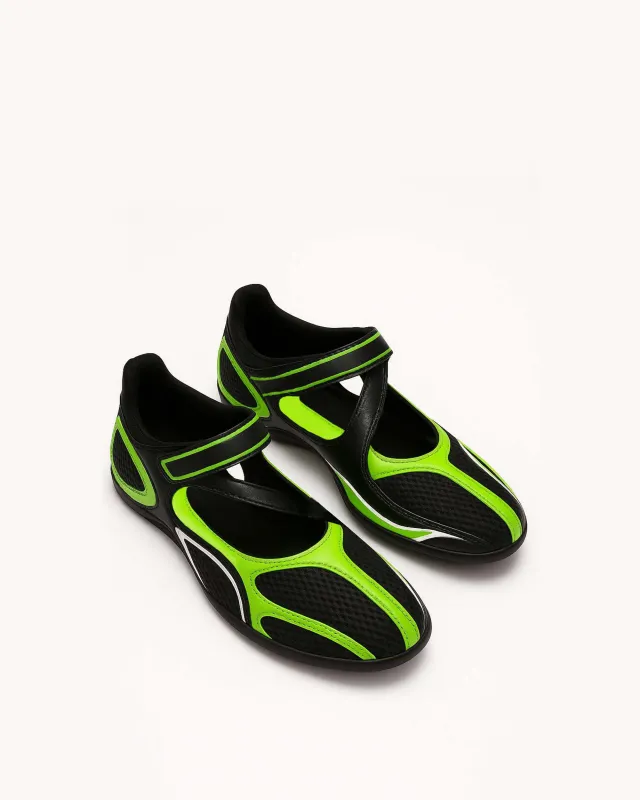 Advanced Strappy Flats Sneakers - Black & Lime Green sold by JW PEI