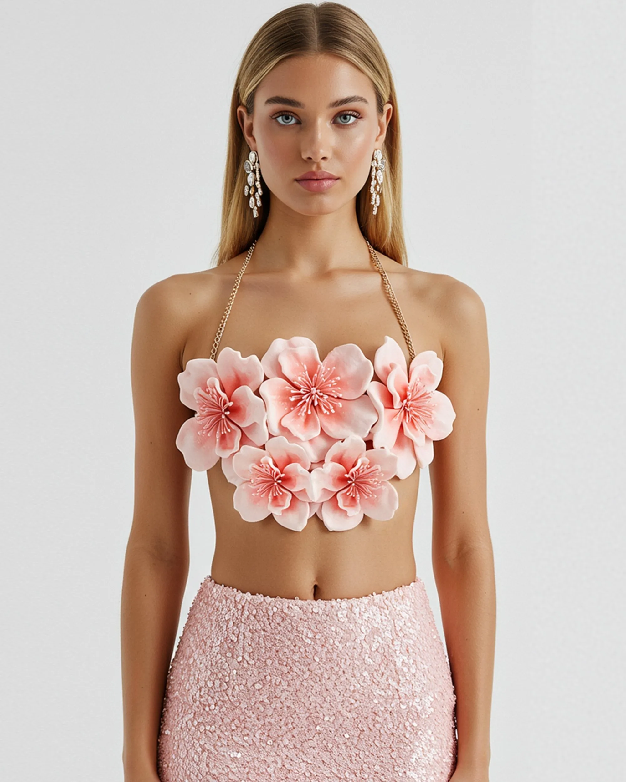 3D Floral Embellished Crop Top - Pink sold by JW PEI