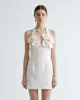 Floral Appliqué Halter Mini Dress – Ivory sold by JW PEI