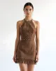Studded Suede Fringe Dress – Brown sold by JW PEI