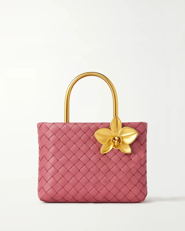 Aubrey Pink Woven Top Handle Bag sold by JW PEI