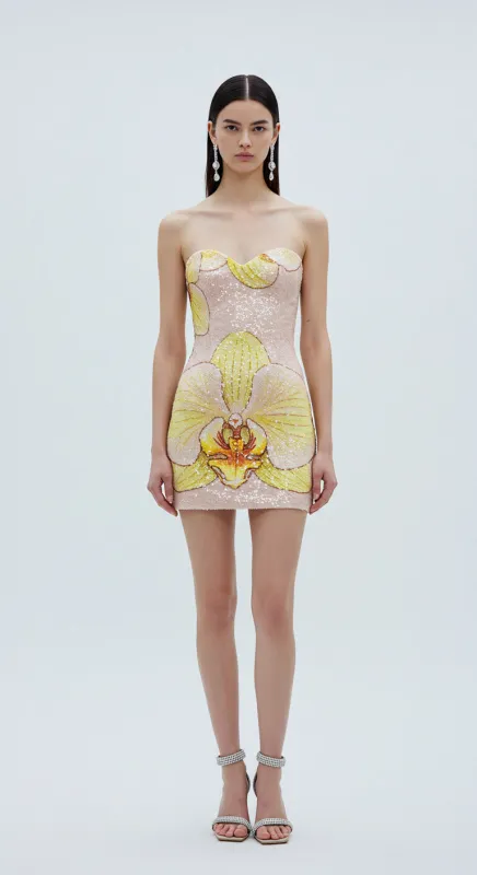 Sequin Orchid Mini Dress – Pink Yellow sold by JW PEI