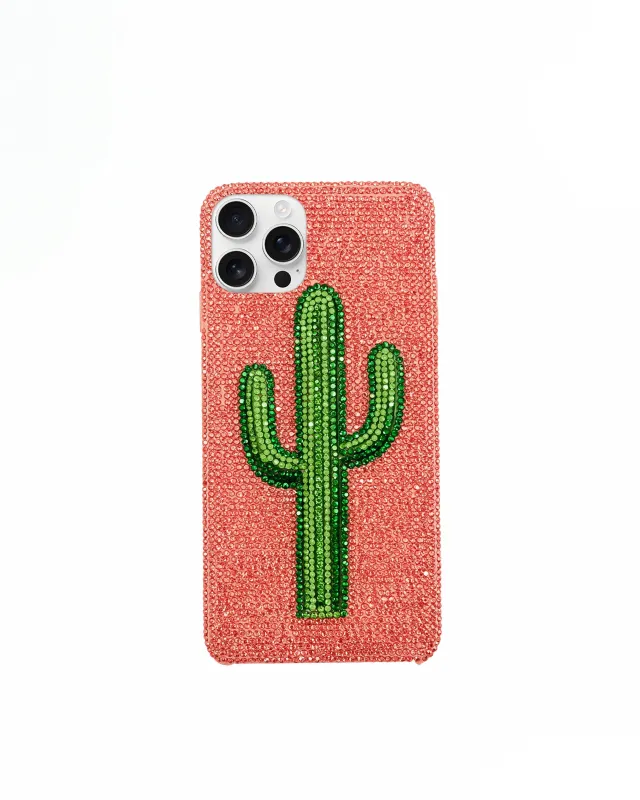 Cactus Rhinestone Phone Case – Pink sold by JW PEI