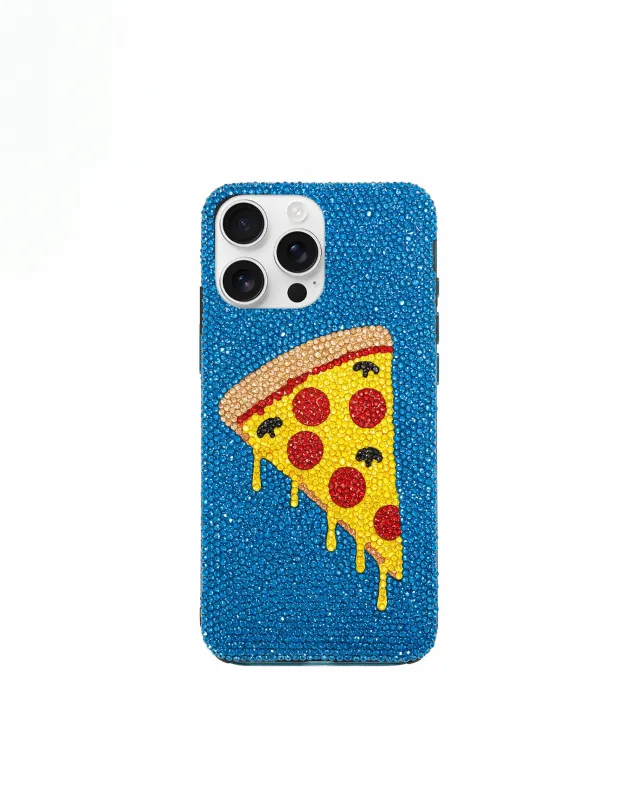 Pizza Slice Rhinestone Phone Case – Blue made by JW PEI
