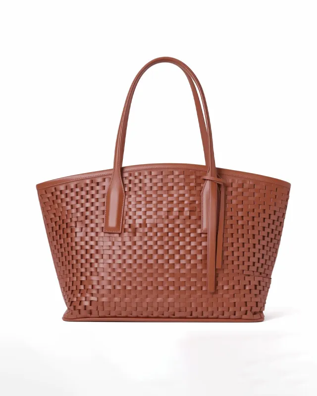 Terracotta Woven Tote Bag - Brown sold by JW PEI