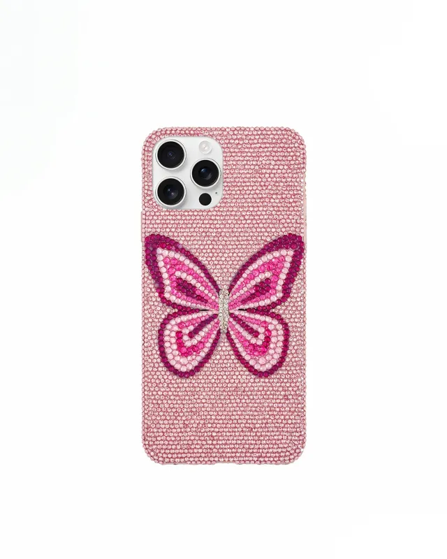Butterfly Rhinestone Phone Case – Pink sold by JW PEI