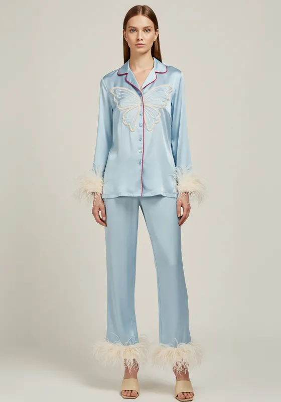 Butterfly Satin Lounge Set – Light Blue sold by JW PEI