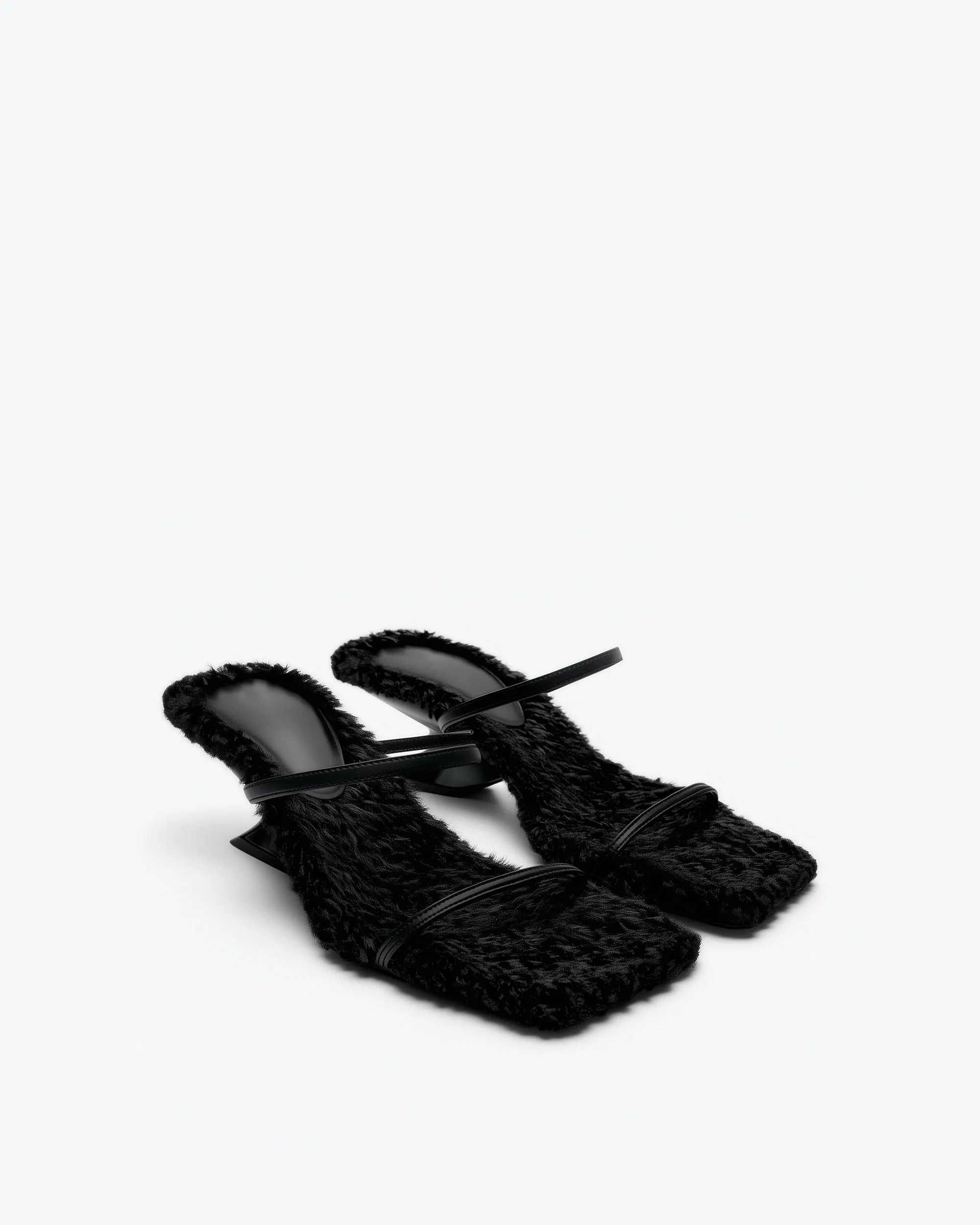Naomi Faux Fur Strap Sandals – Black sold by JW PEI
