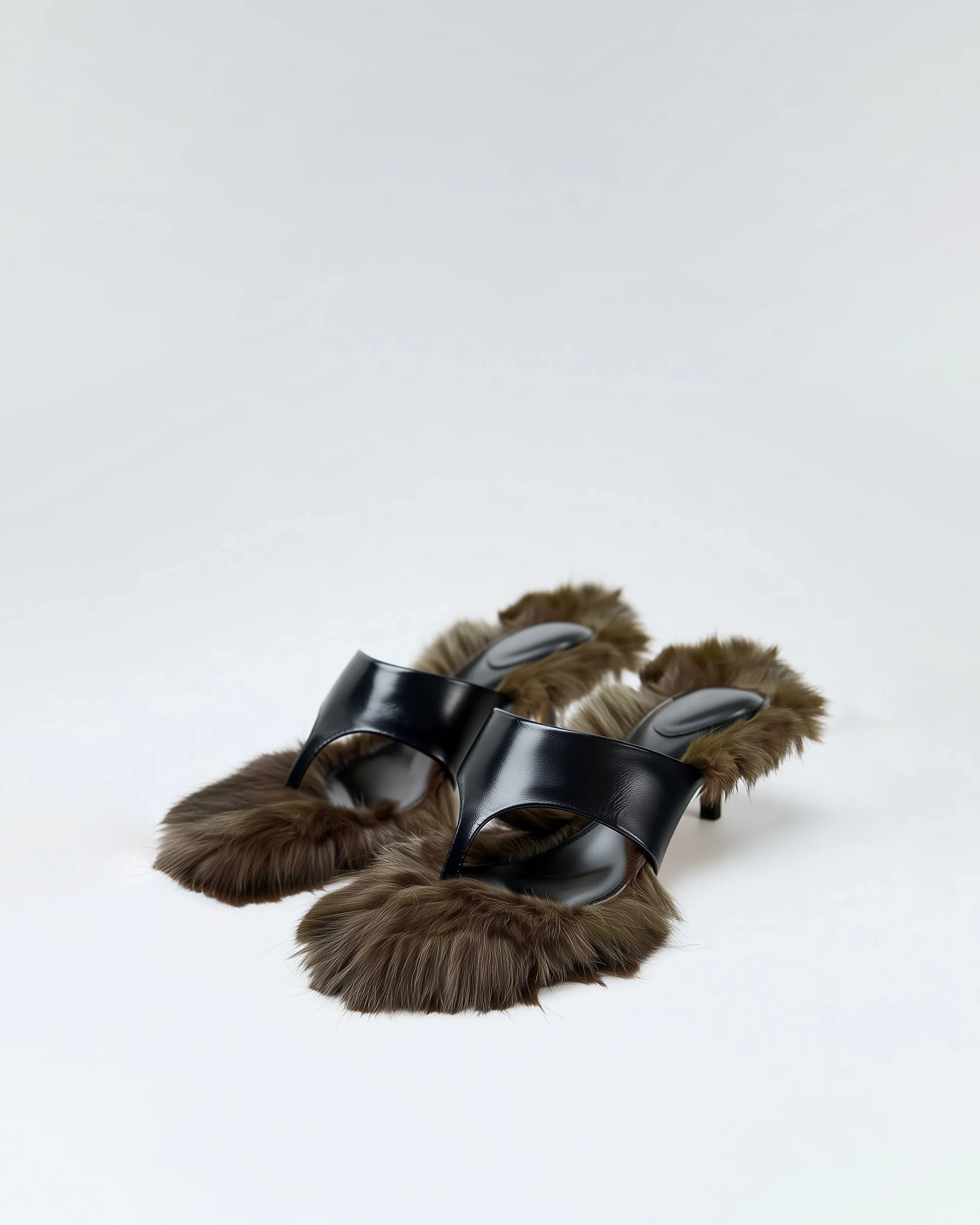 Hazel Faux Fur Heel Flip-Flops – Black sold by JW PEI
