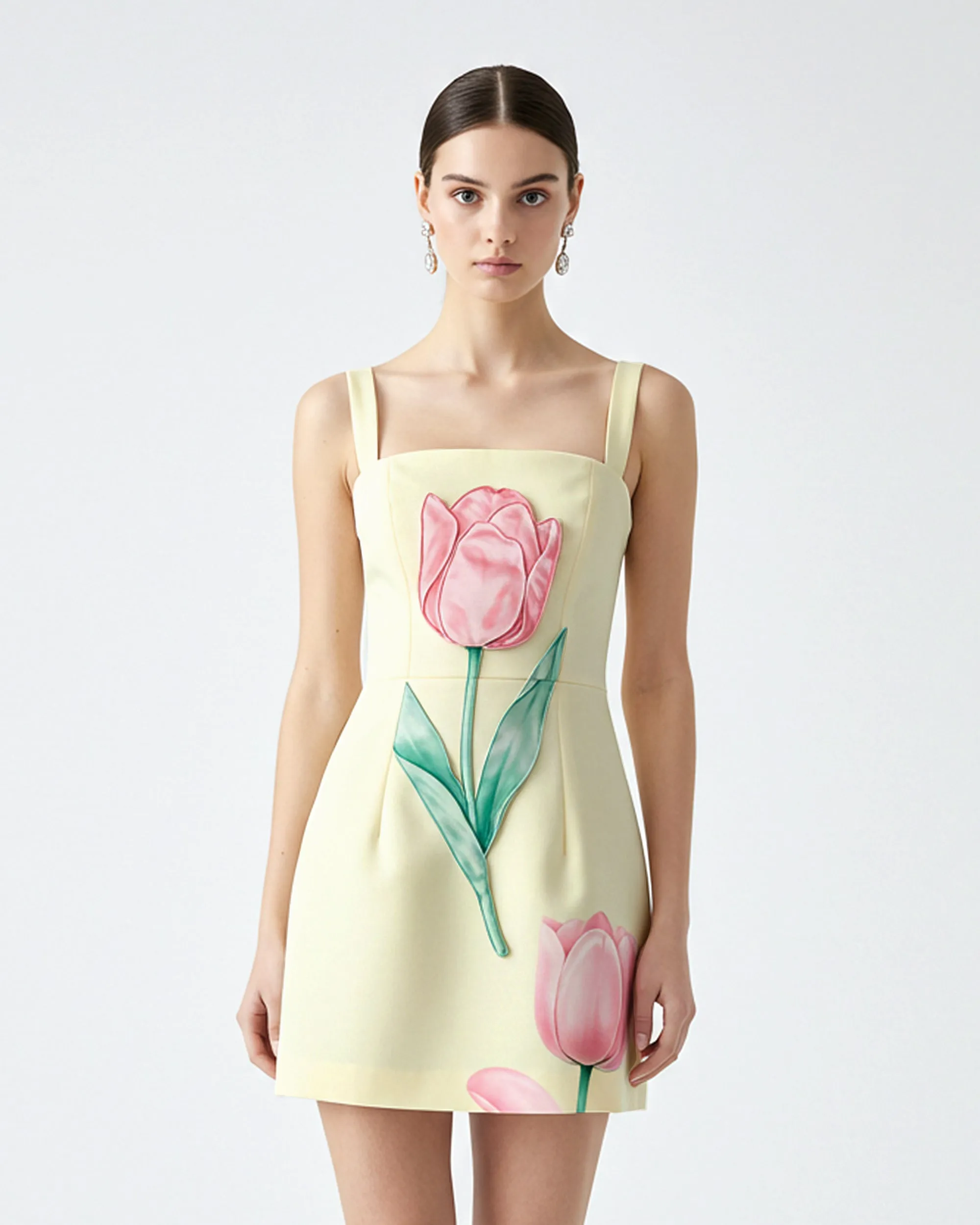 Tulip Print Mini Dress – Yellow sold by JW PEI