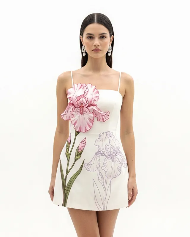 Iris Appliqué Mini Dress - White sold by JW PEI