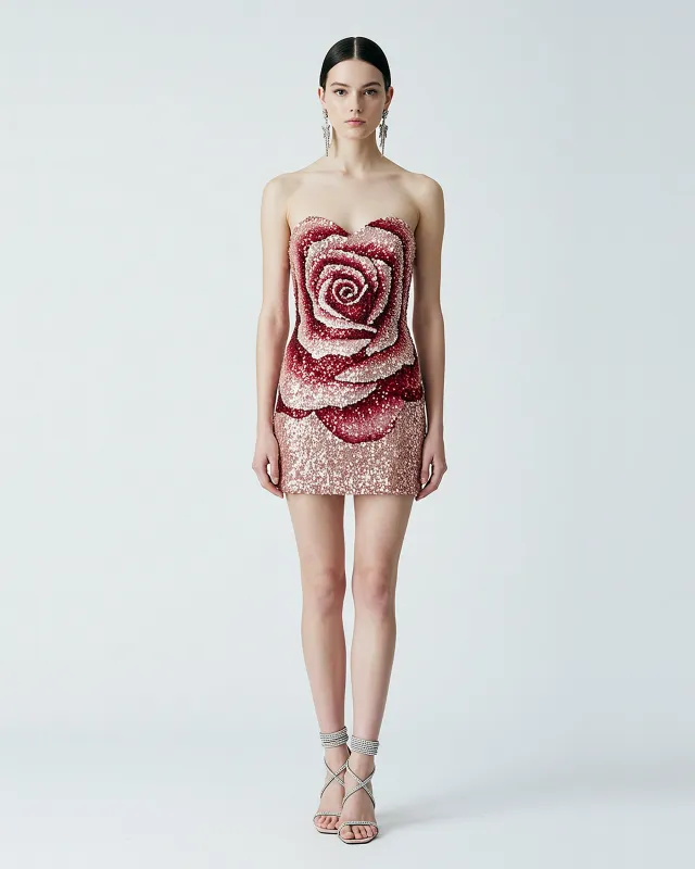 Rose Sequin Strapless Mini Dress – Pink sold by JW PEI