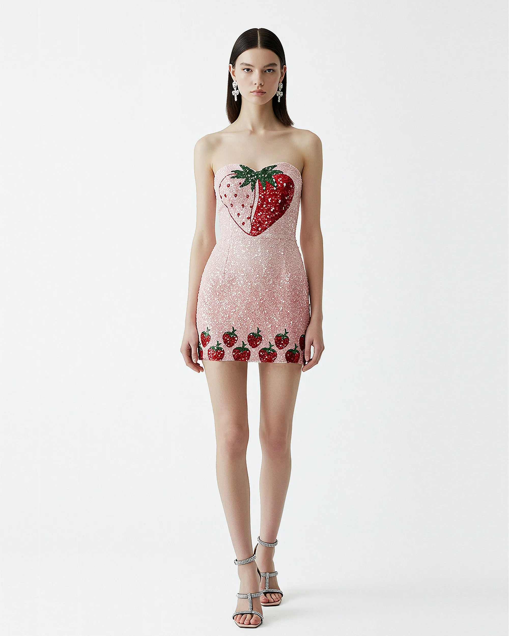 Strawberry Embellished Mini Dress – Pink sold by JW PEI