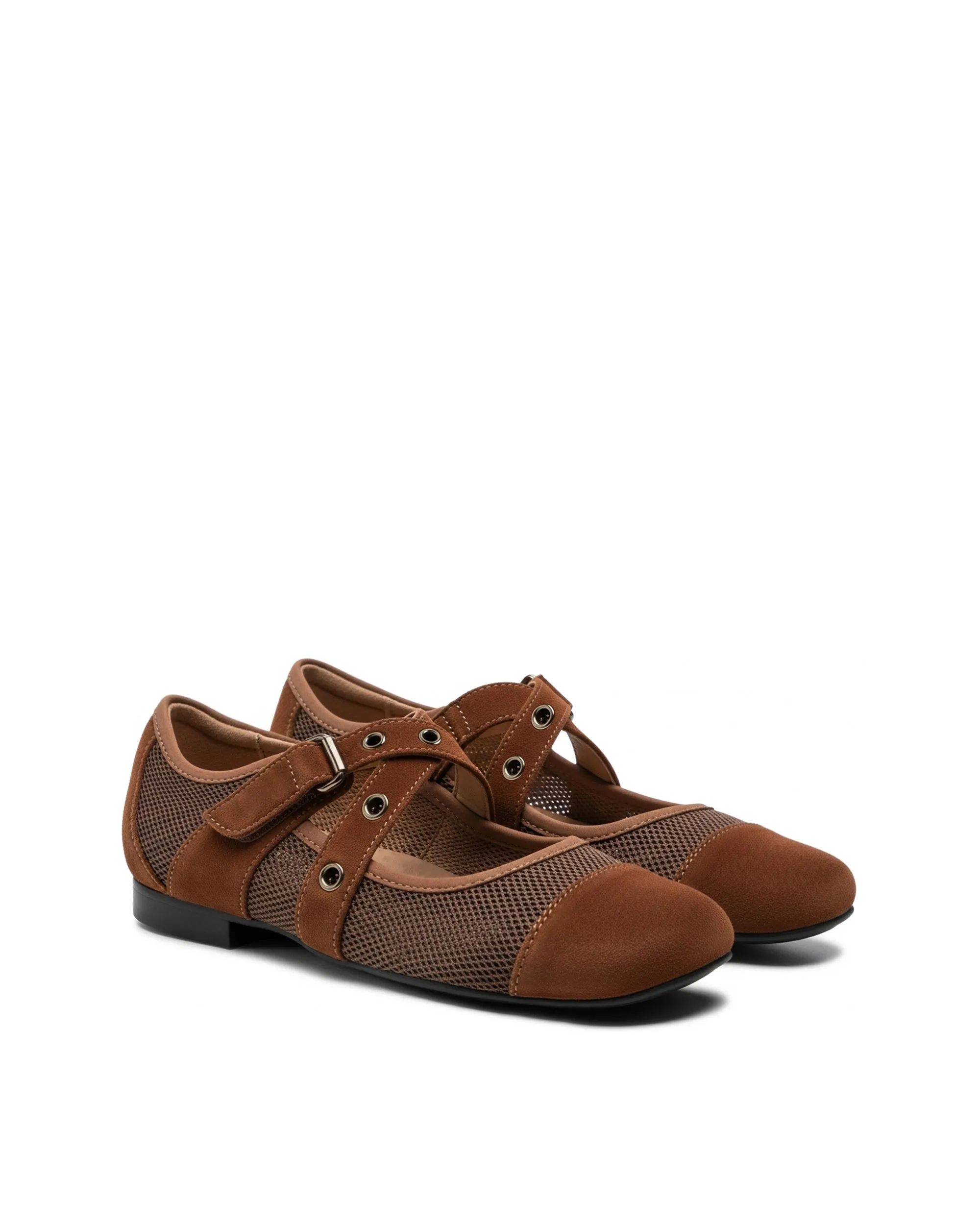 Maya Mesh Strap Flats – Brown sold by JW PEI