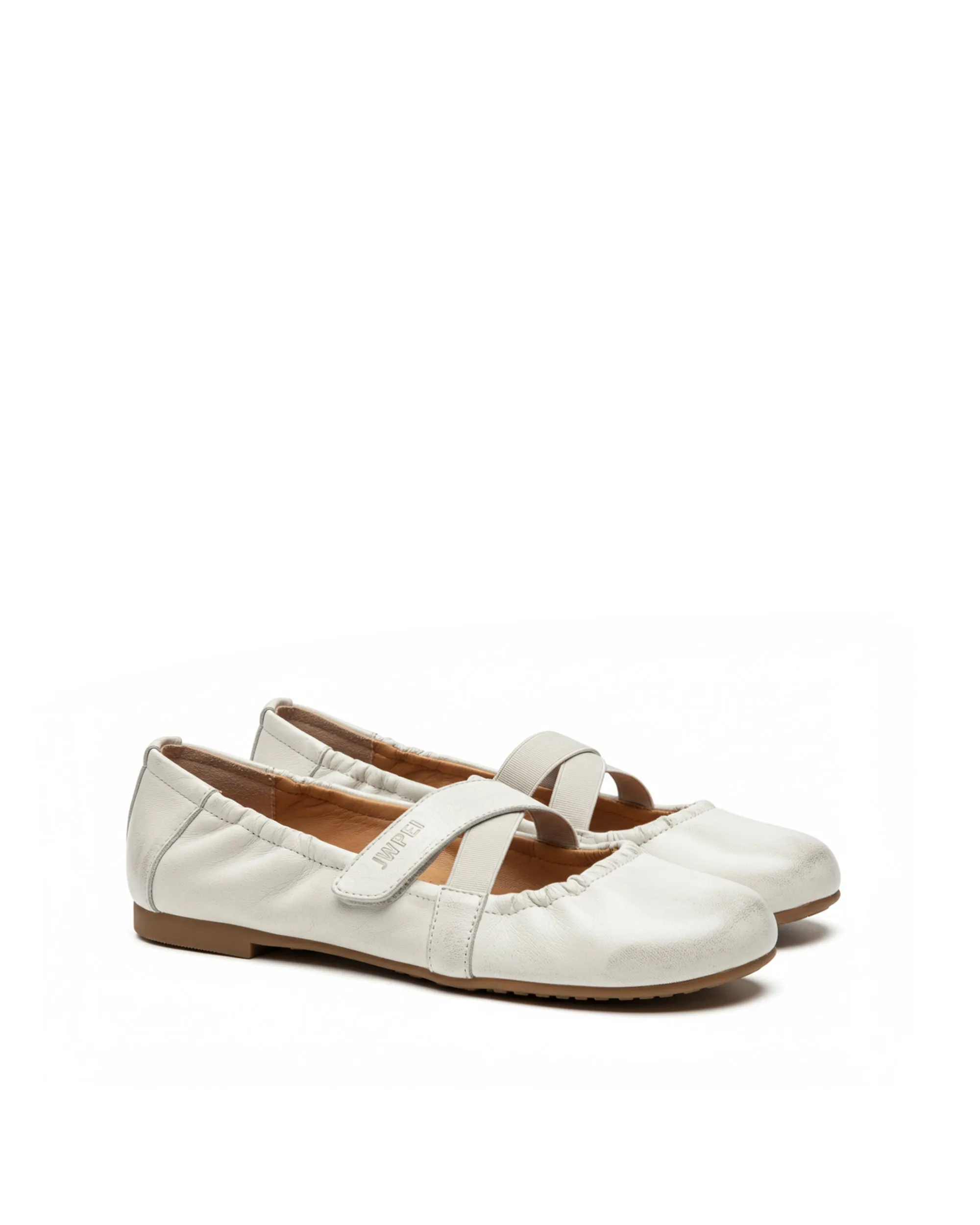 Megan Elastic Mary Janes – White sold by JW PEI