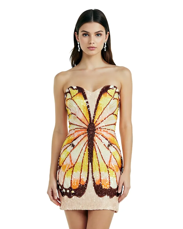 Sequin Butterfly Strapless Dress – Multicolor sold by JW PEI