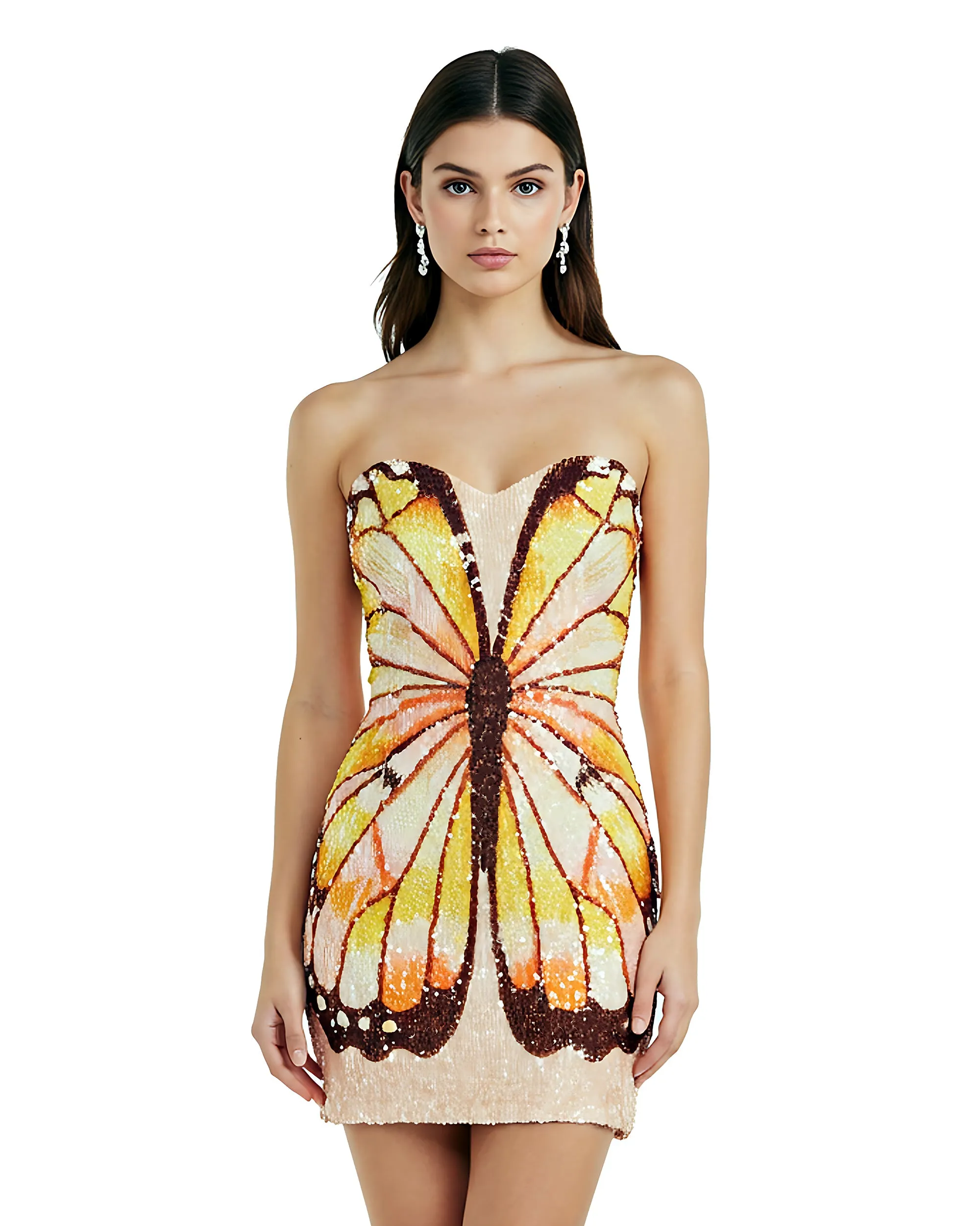 Sequin Butterfly Strapless Dress – Multicolor sold by JW PEI
