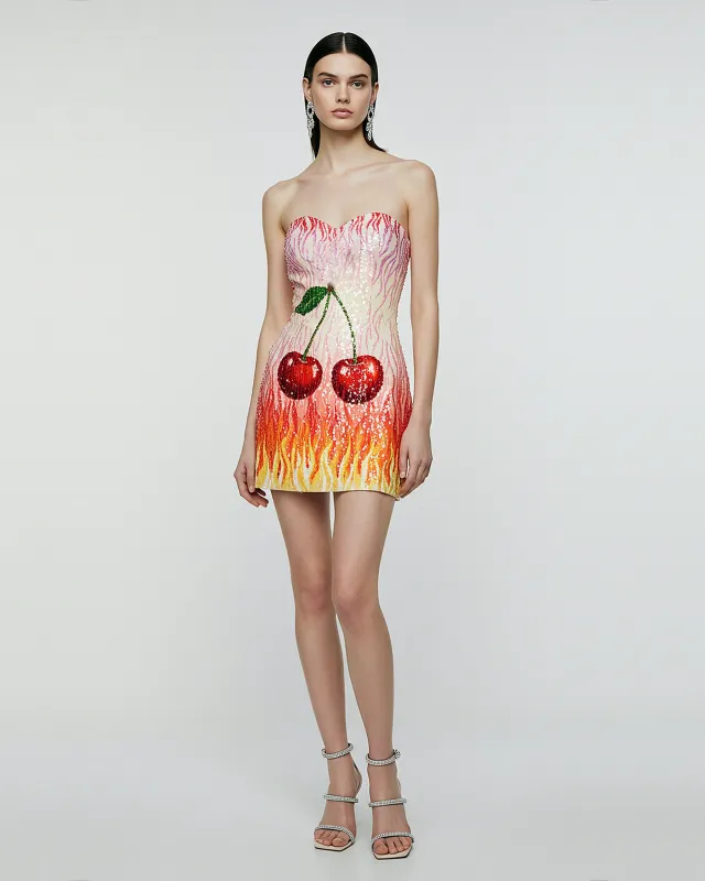 Sequin Cherry Flame Mini Dress – Multicolor sold by JW PEI
