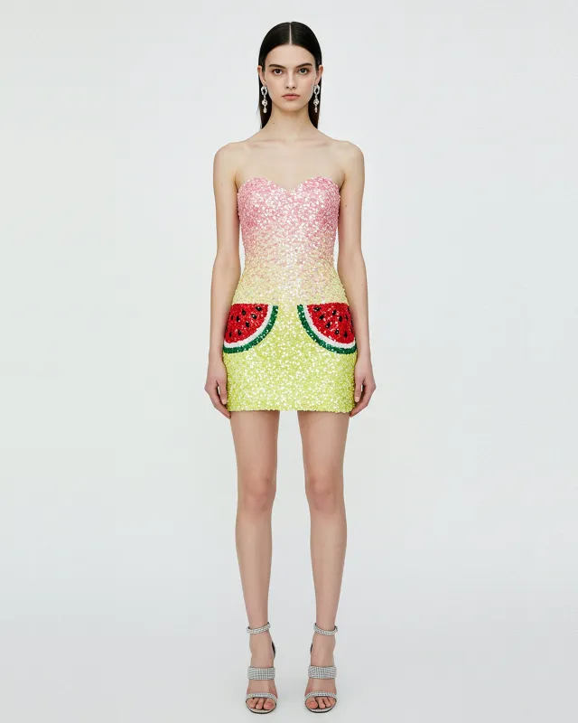 Sequin Watermelon Pocket Mini Dress – Multicolor sold by JW PEI