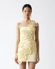 Crochet Floral Appliqué Mini Dress – Yellow sold by JW PEI