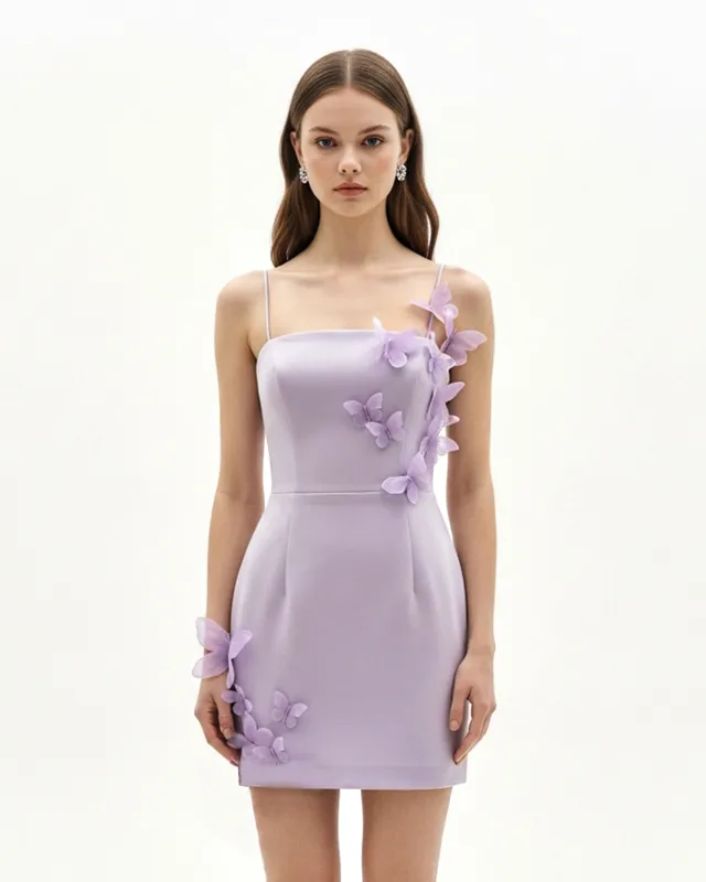 Butterfly Appliqué Mini Dress – Lavender sold by JW PEI