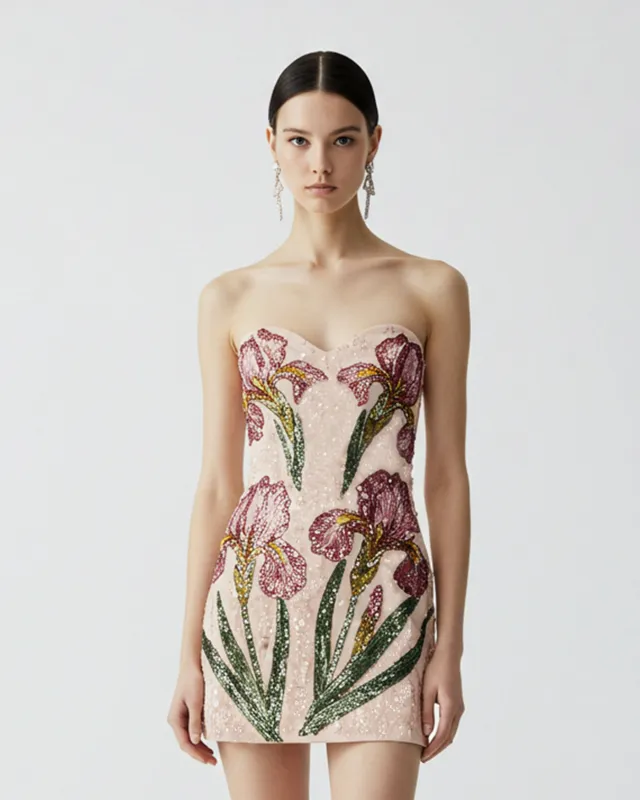Iris Embellished Strapless Dress – Blush sold by JW PEI