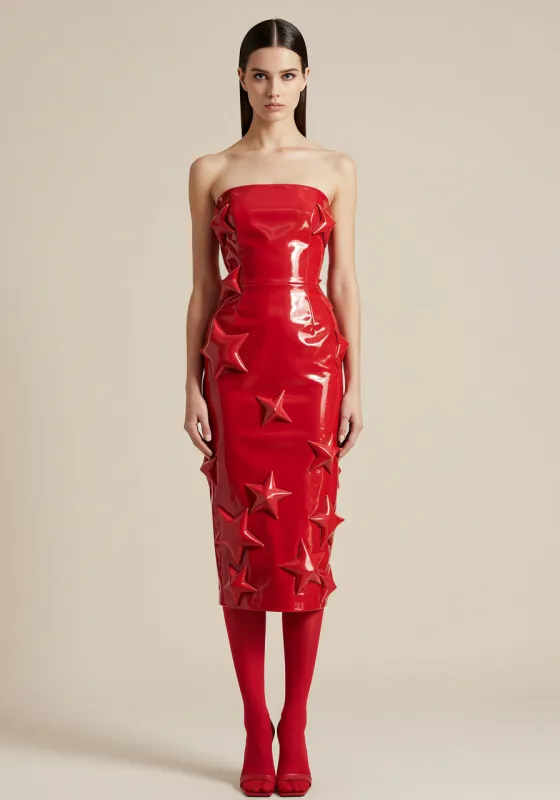 Strapless Star Appliqué Dress – Red sold by JW PEI