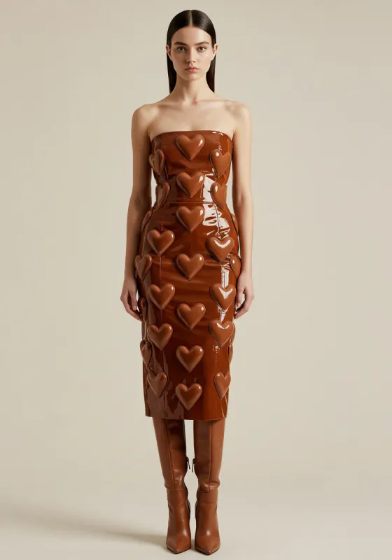 Heart Embellished Strapless Dress – Brown sold by JW PEI