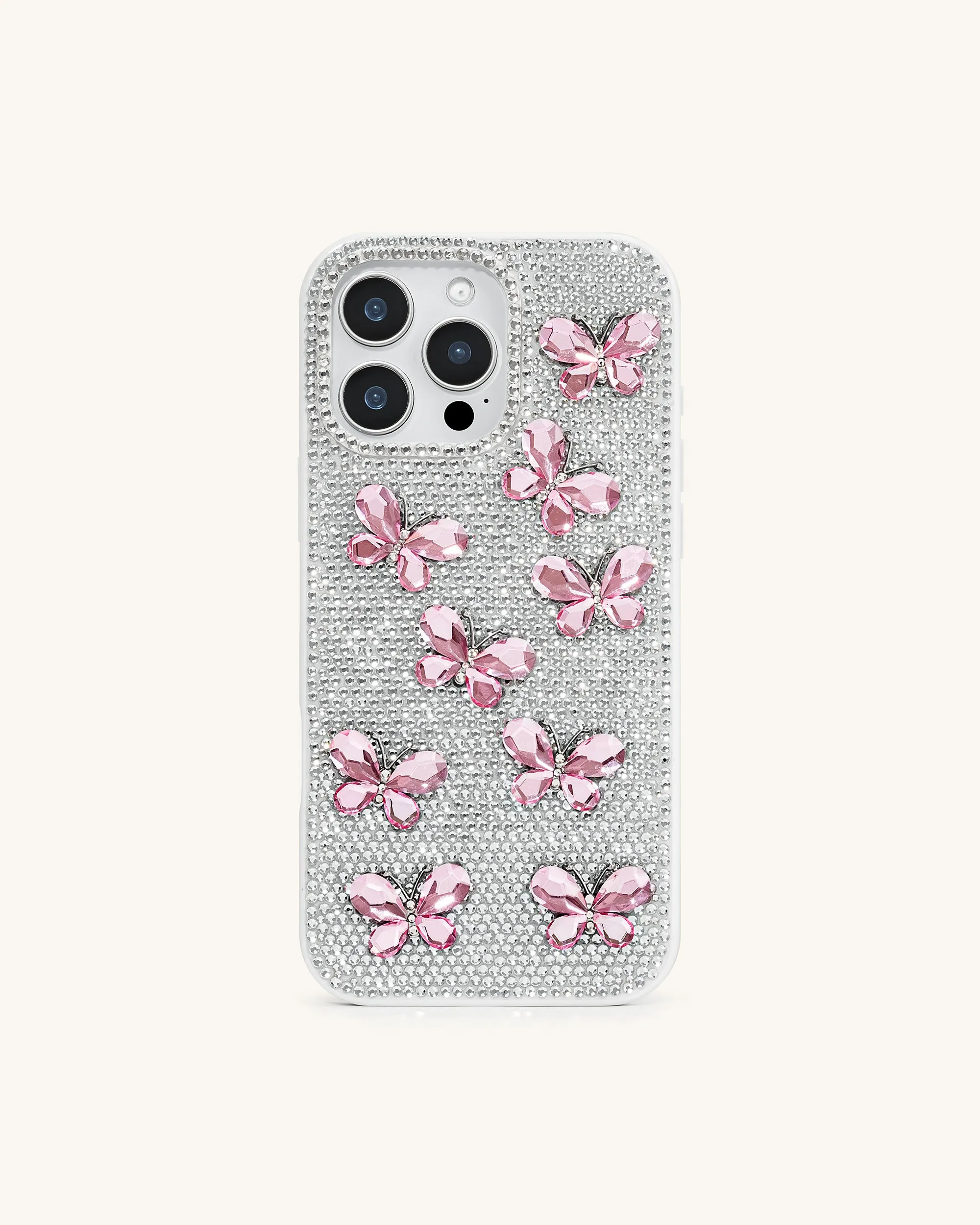 Butterfly Rhinestone Phone Case - White sold by JW PEI