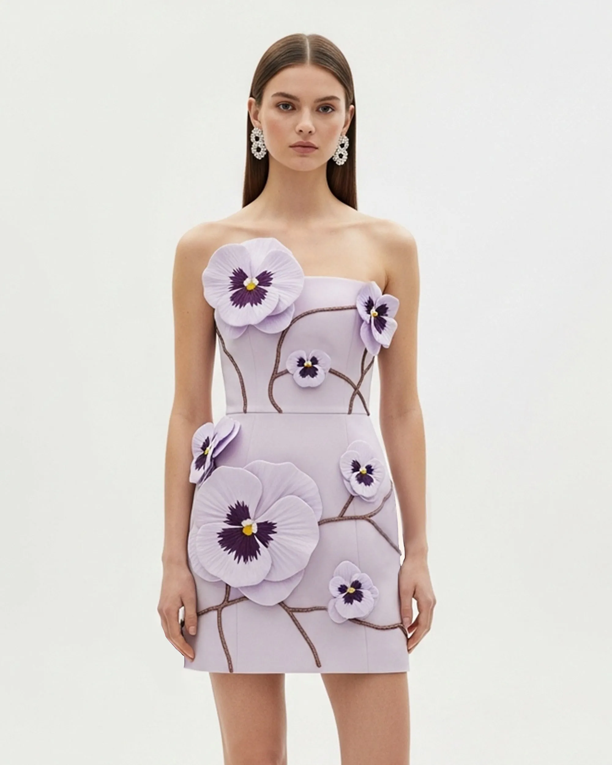3D Floral Appliqué Mini Dress – Lilac sold by JW PEI