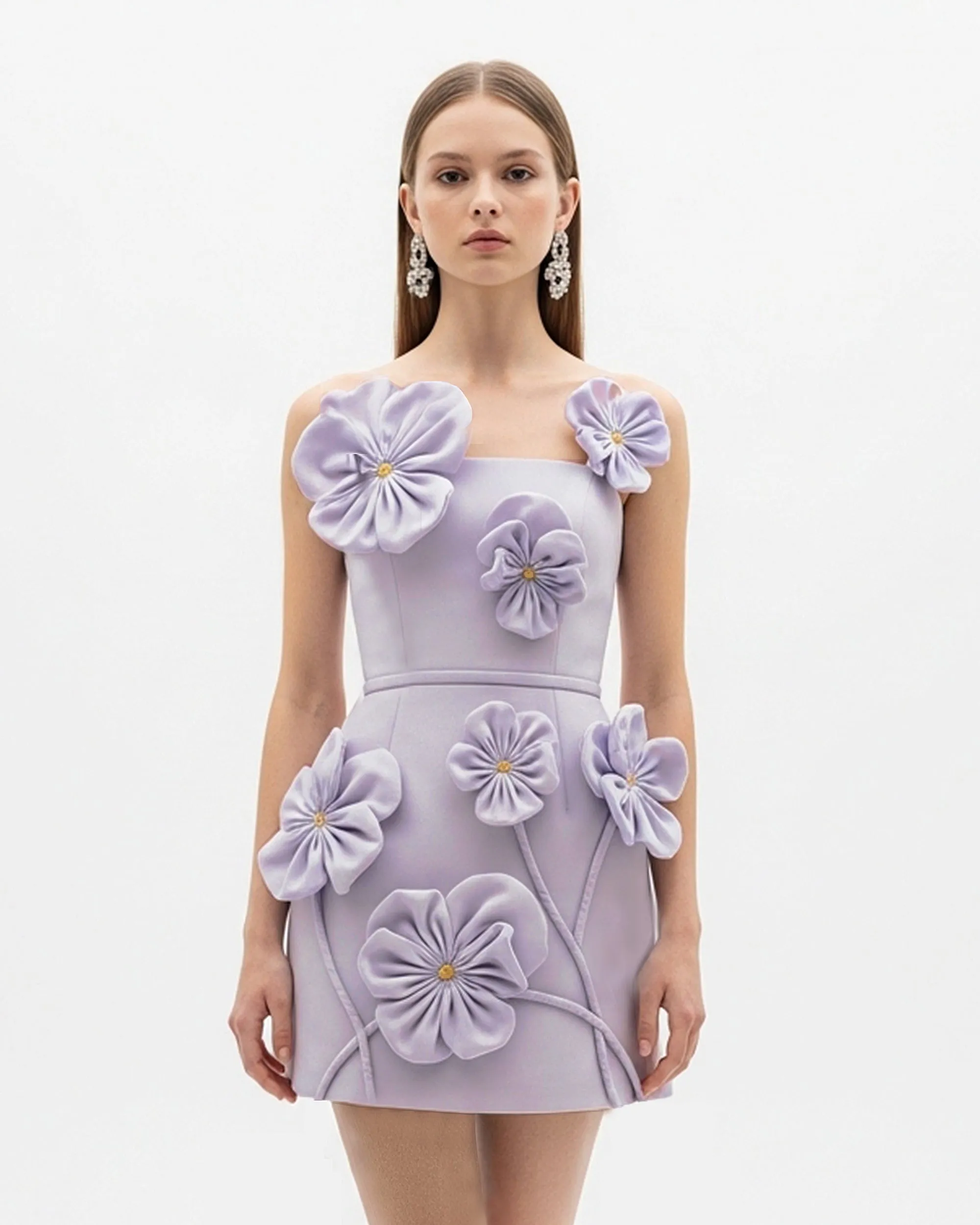 Floral Appliqué Mini Dress – Lavender sold by JW PEI