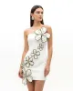 Floral Appliqué Strapless Dress – White sold by JW PEI