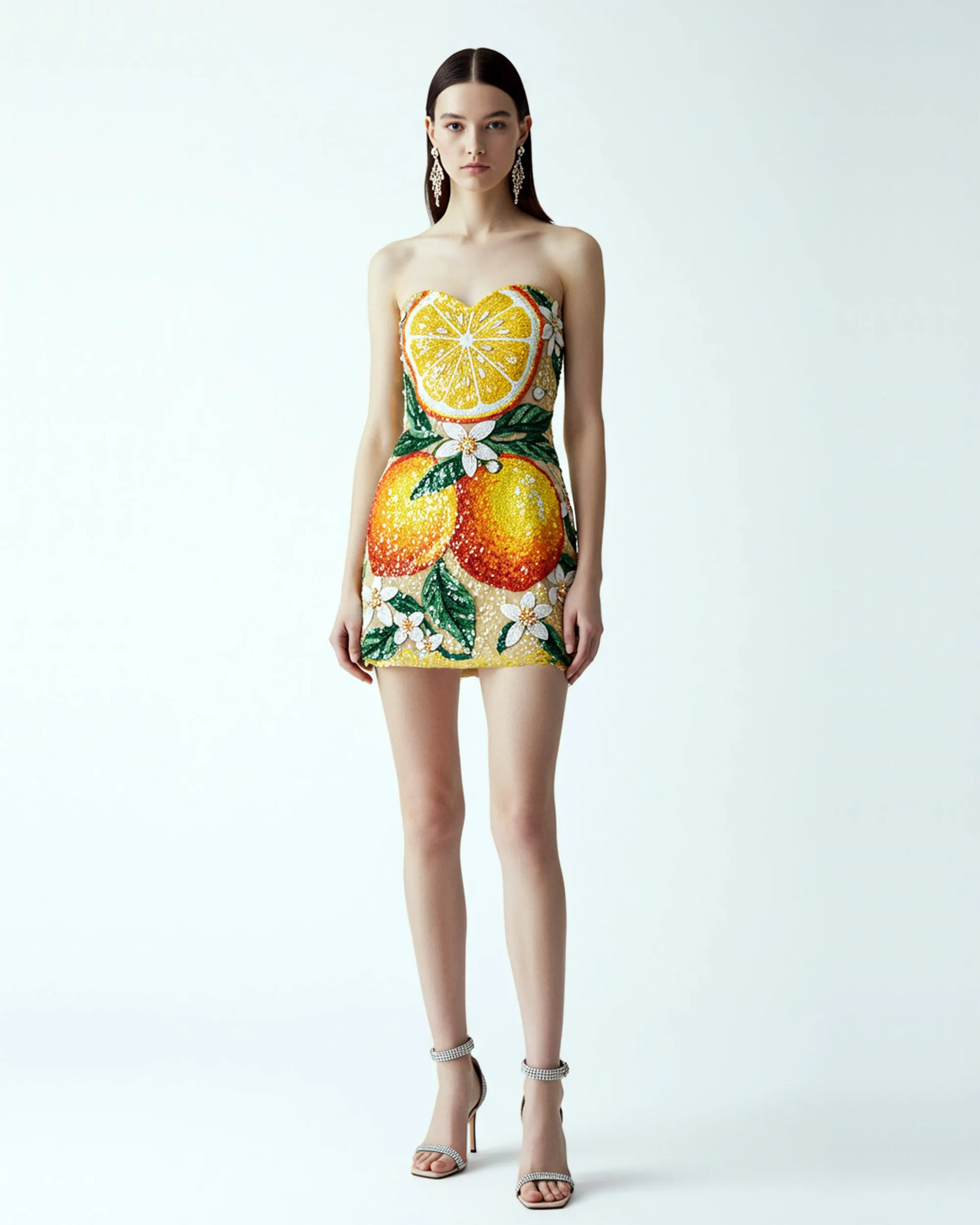 Sequin Citrus Strapless Dress – Multicolor sold by JW PEI
