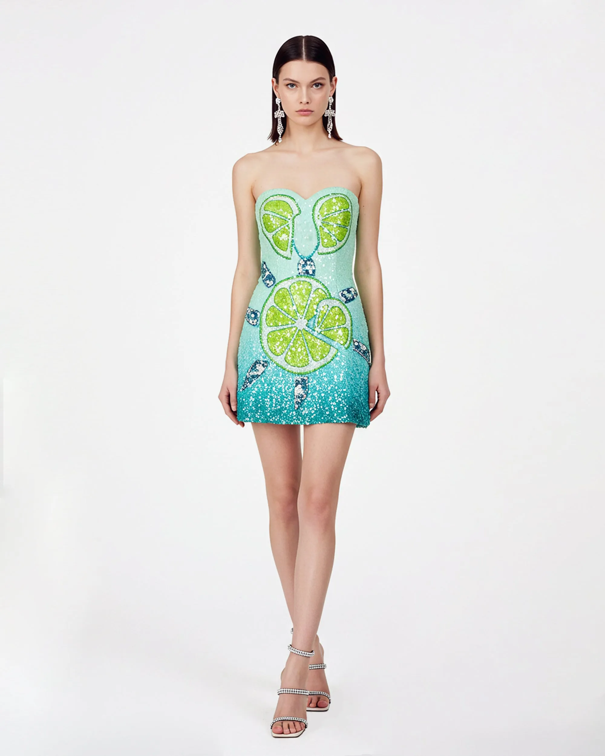 Sequin Lime Motif Mini Dress – Green sold by JW PEI