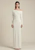 Draped Off Shoulder Gown – Ivory sold by JW PEI