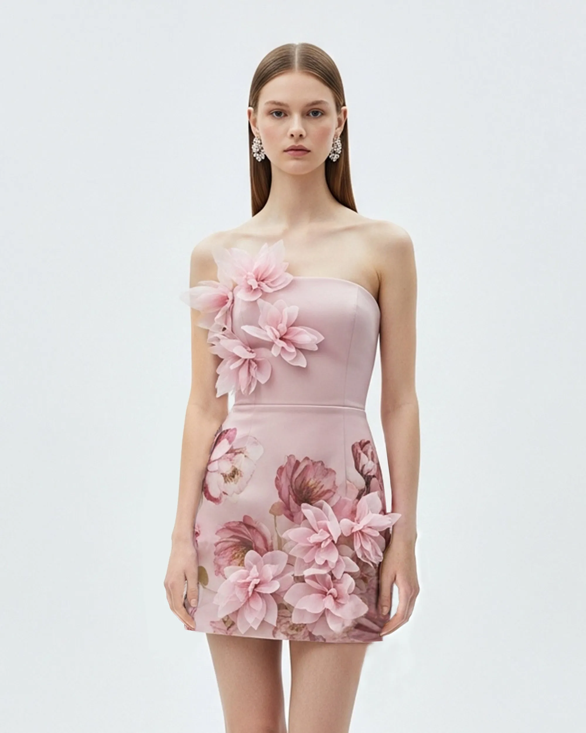 3D Floral Appliqué Mini Dress – Pink sold by JW PEI