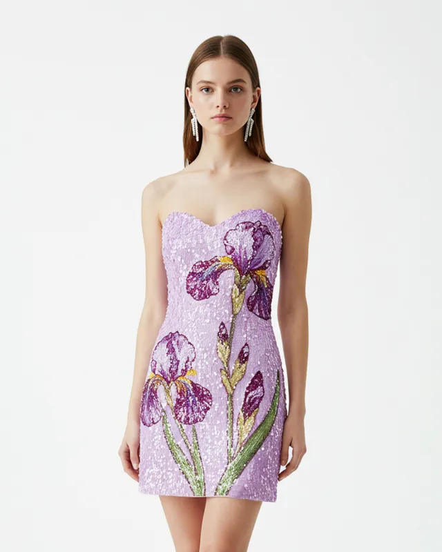 Sequin Iris Embroidered Dress – Lavender sold by JW PEI