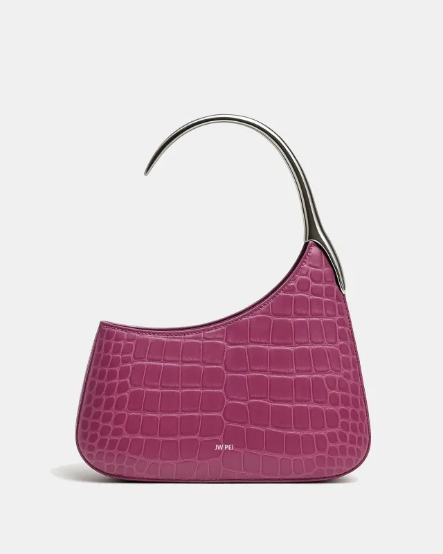 Mya Croc-Embossed Top Handle Bag - Purple sold by JW PEI