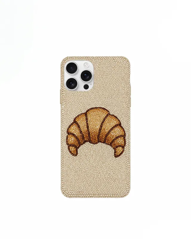 Croissant Rhinestone Phone Case – Gold sold by JW PEI