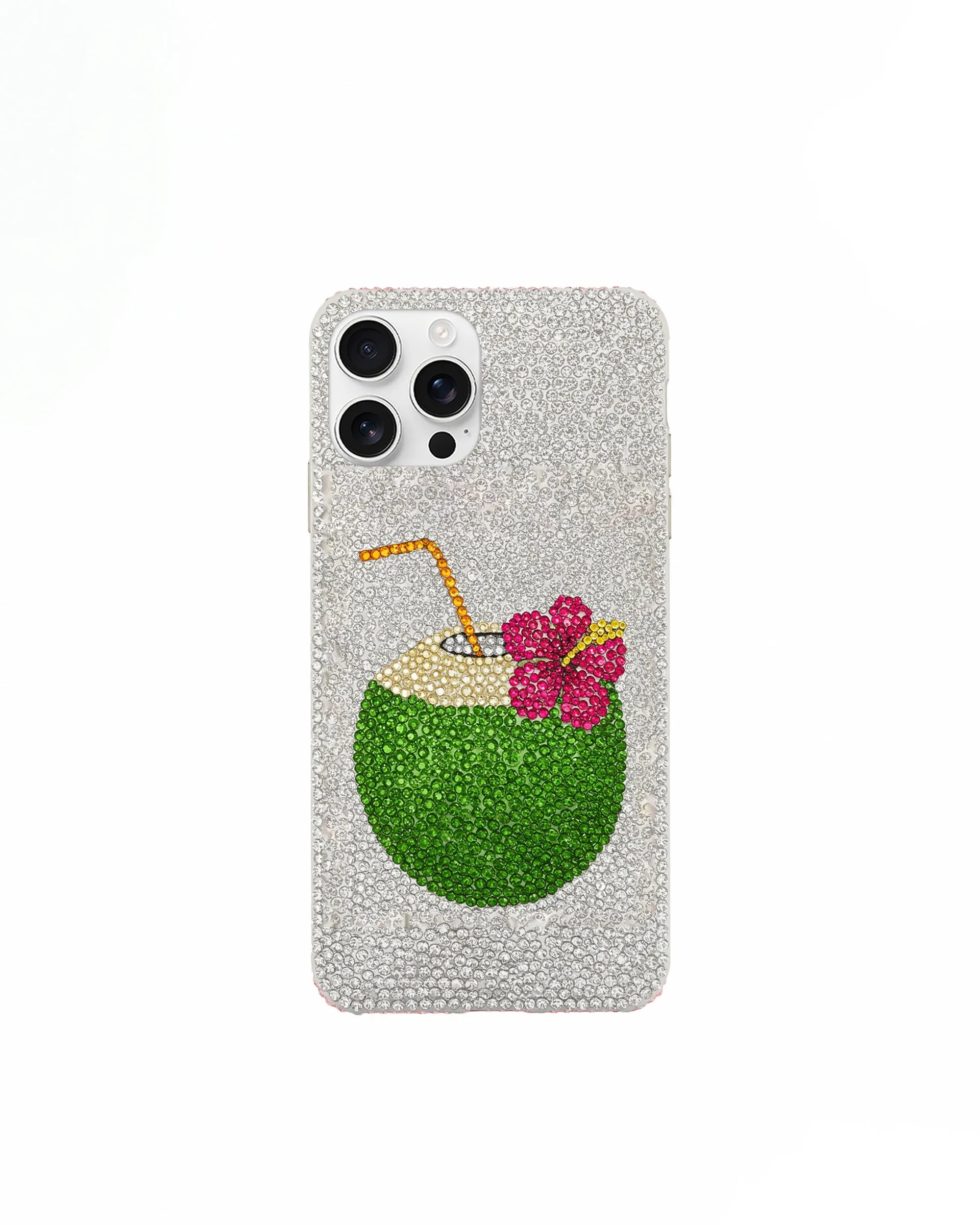 Coconut Drink Rhinestone Phone Case – Silver sold by JW PEI