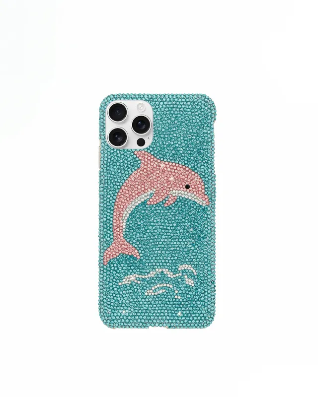 Pink Dolphin Crystal Phone Case – Blue sold by JW PEI