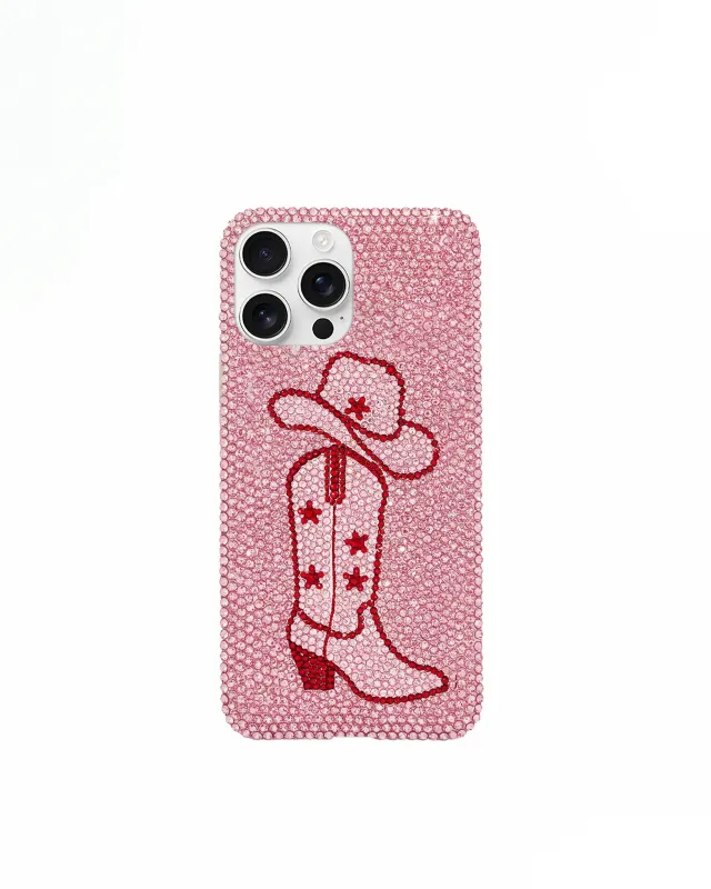 Cowboy Boot Rhinestone Phone Case – Pink sold by JW PEI