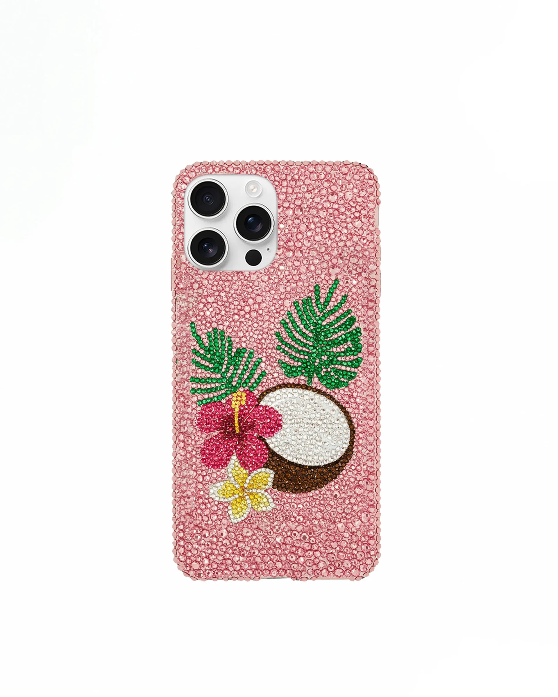 Tropical Coconut Rhinestone Phone Case – Pink sold by JW PEI